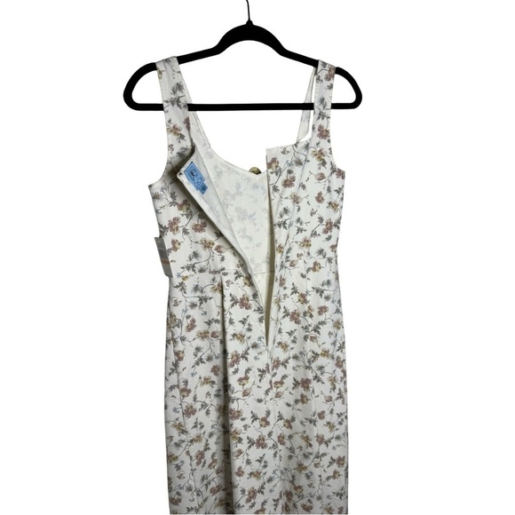 CeCe Cottagecore Midi Dress Off White Soft Floral Print NWT Women’s Size 2 - Picture 5 of 11